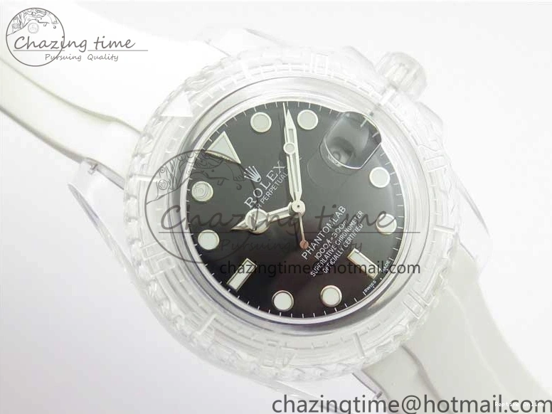 0112 Submariner Phantomlab Transparent KZF Best Edition Black Dial on White Rubber Strap VR StreetReady 2567